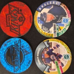 Vintage 90's NHL Licensed Assorted POGs (Set of 2 + 2 Slammers)